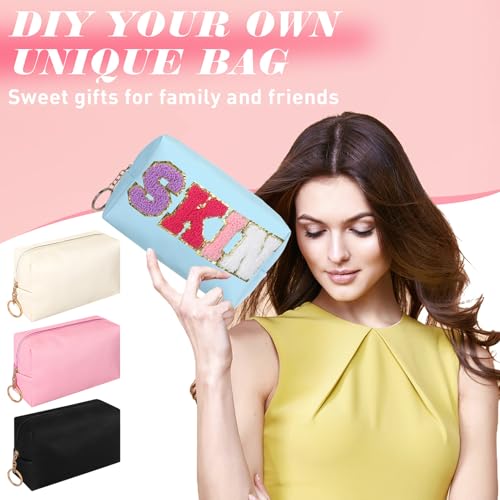 Chunful 24 Pcs Preppy Makeup Bag PU Leather Cosmetic Bag Bulk Makeup Plain Pouch Waterproof Toiletry Purse for Women Traveling Preppy Pencil Case Valentine's Day Gifts(Mixed Colors)