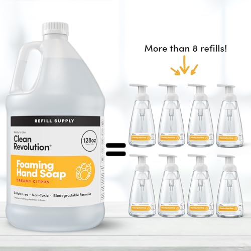 Clean Revolution Foaming Hand Soap Refill Supply Container, Ready to Use Formula, Gluten Free, Dreamy Citrus Fragrance, 128 Fl. Oz, 4 Pack