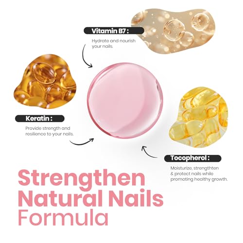 Beetles Nail Strengthener, Jelly Pink Nail Natural Concealer Foundation Polish Sheer Pink Air Dry Nail Growth Polish for Damaged Nails Imperfection Masking Gifts for Women 15ml
