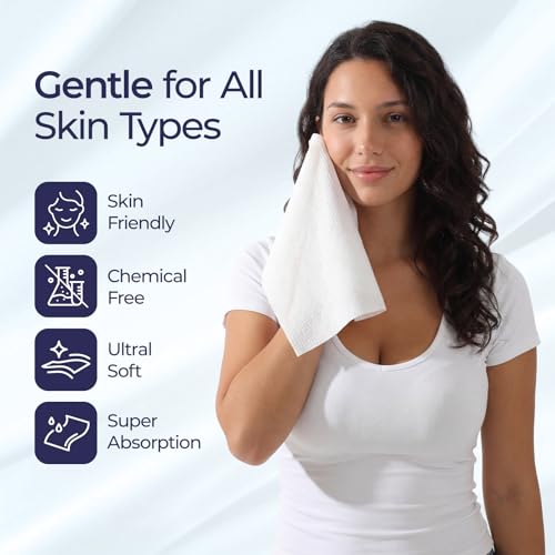 ECOLOOK Disposable Face Towel XL-10"x12" Upgraded Thick Facial Towels, Ultra Soft Clean Face Towels Disposable, 60 Count & 90 GSM, Ideal for Sensitive Skin?-3 PACK