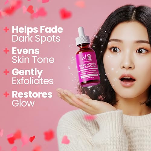 SeoulCeuticals Korean Skin Care Kojic Acid Serum Alpha Arbutin ? Dark Spot Remover Corrector Glycolic Acid + Salicylic Acid K Beauty 1oz