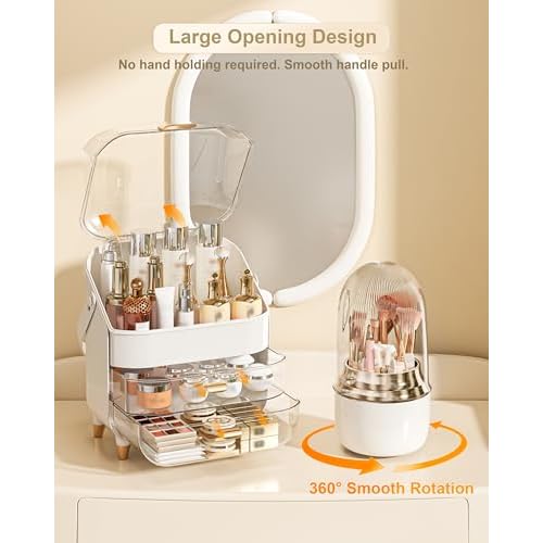 Makeup Organizer, Skincare Holder Bathroom Counter Organizer, Storage Box Cosmetic Display Cases, Teen Girl Gifts Trendy Stuff Make up Organizers for Vanity, Dresser, Countertop (Rose Gold)