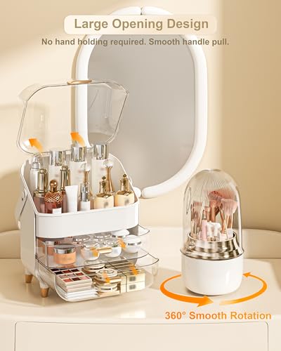 Anylady Makeup Organizer Countertop - White Brush Style, 3-Tier Cosmetic Storage