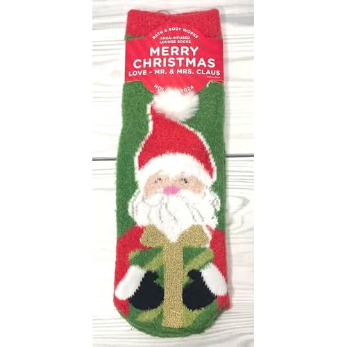 Bath and Body Works Mr & Mrs Claus Moisturizing Lounge Socks Infused with Shea Butter One Size Fits Most