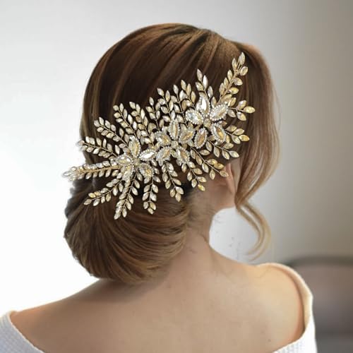 Mpoikba Bridal Hair Accessories Champagne Wedding Hair Piece for Brides