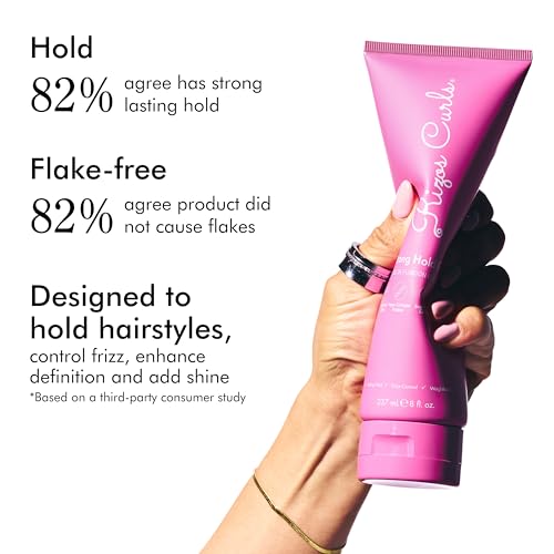 Rizos Curls Strong Hold Hair Gel - Long-Lasting, Flake-Free Curl & Frizz Control - 8oz
