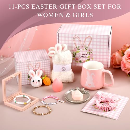 Easter Basket Stuffers for Teen Girls & Women - Bunny Gift Set with Tumbler, Mug & Bracelet - Easter_SpaGift