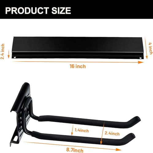 Garage Wall Mount Folding Chair Hangers with 12 Hooks and 6 Panels - Heavy Duty Steel Storage Organizer