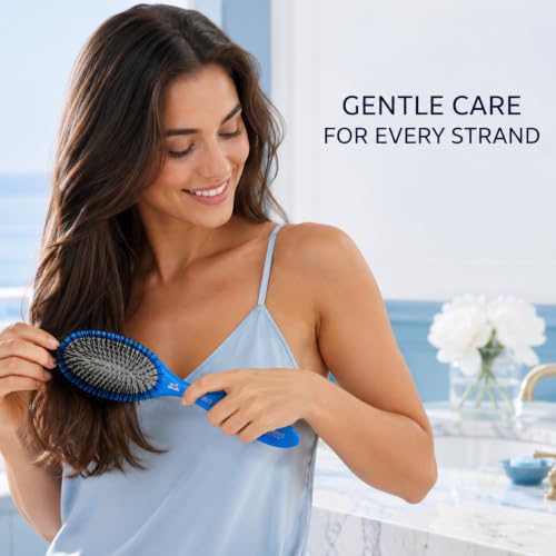 Electric Hair Brush 8-Row Styling Brush for Blow-Drying & Detangling - Blue