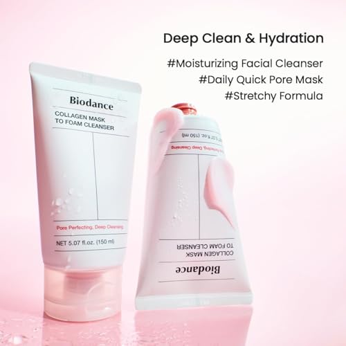 BIODANCE Collagen Mask To Foam Cleanser, 2-in-1 Pore Care and Hydrating Foaming Facial Cleanser for Sensitive Skin, Gentle Face Wash, Korean Skin Care¤Ó5.07 fl. oz. (150 ml)