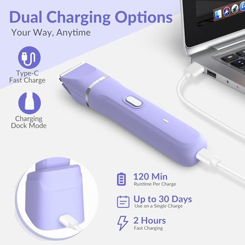 Women’s 5-in-1 Electric Bikini Trimmer Purple – Waterproof Cordless Hair Removal Kit
