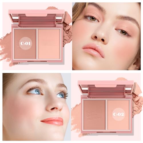 Boobeen Highlighter Contour Makeup Palette Face Matte Bronzer Powder, Compact Contouring Blush for Cheeks, Natural Long Lasting with Brush