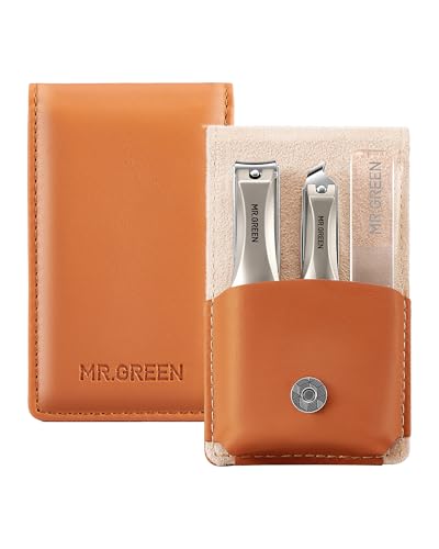 Luxury Orange Brown 3-Piece Nail Clippers Set with Leather Case - Manicure Kit