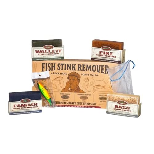 Fishermen¡¯s 4 Pack Soap Gift Set ? Great Smelling Heavy Grit Hand and Body Soap for Fishermen ? Includes Topwater Fishing Lure & Sleeve ? Birthday Gift for Fishermen - Fishing Gift Dad, Husband