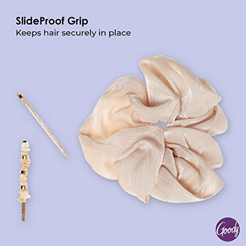 Goody XL Scrunchie and Bobby Slides Bundle - 3 Count, Winter Solstice Collection - Ouchless Accessories for All Hair Types - Style With Ease & Keep Hair Secured - Men, Women, Boys & Girls
