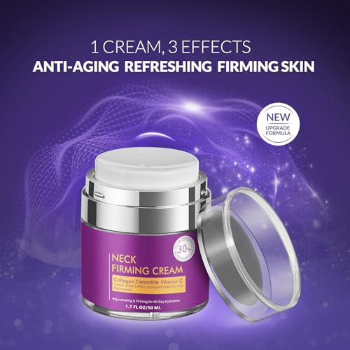 Neck Cream for Tightening and Firming, Fast-Absorbing Anti-Aging Neck & Face Cream with Collagen & Peptides, Visible Results in Days, Daily Moisturizing for Neck, Face & Chest, 1.7 Fl Oz