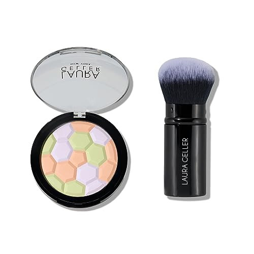 LAURA GELLER NEW YORK Filter Finish Pressed Radiant Setting Powder + Airbrush Round Kabuki Makeup Brush