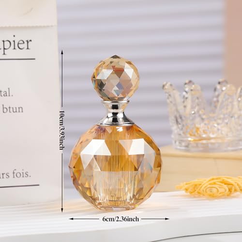 14ML Refillable Champagne Crystal Glass Perfume Bottle with Crystal Stopper - Elegant Design