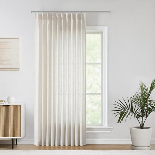 Vision Home Natural Linen Pinch Pleated Semi-Sheer Curtains - 60W x 108L, Pack of 1
