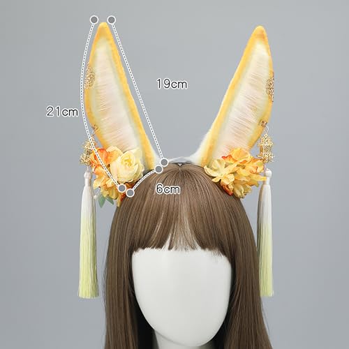 Yhdw-Blue Faux Fur Bunny Ears Headband for Cosplay & Party Accessories