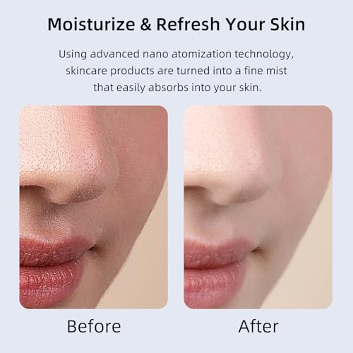 Nano Facial Steamer - Rechargeable Portable Oxygen Mist Machine with 0.3mm Nozzle, White