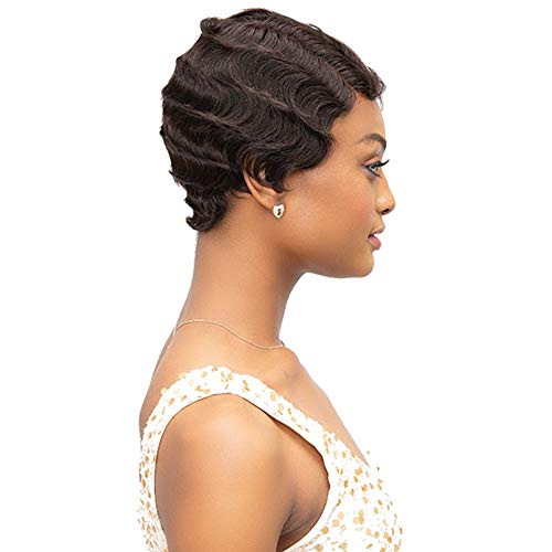 Remy Human Hair Wig with Mommy Parting Off Black 1B - Janet Collection