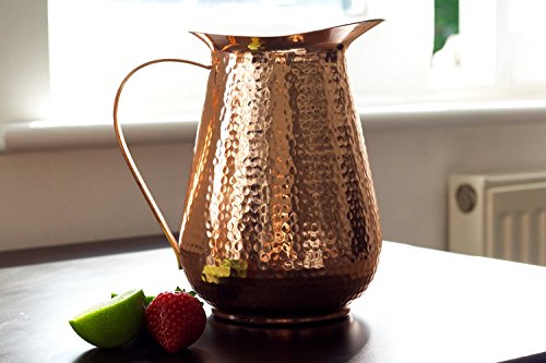 Copper Pitcher with Lid - 68 Oz Water Jug for Hydration & Health Benefits