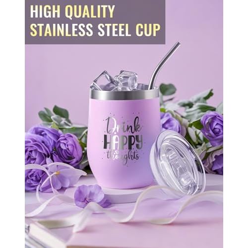 Spa Gift Baskets for Women - 12-Piece Self Care Kit with Soy Candle, Bath Salts, Purple Blanket, Insulated Tumbler, Eye Mask & More ? Unique Mothers Day, Birthday, or Get Well Soon Gifts for Women