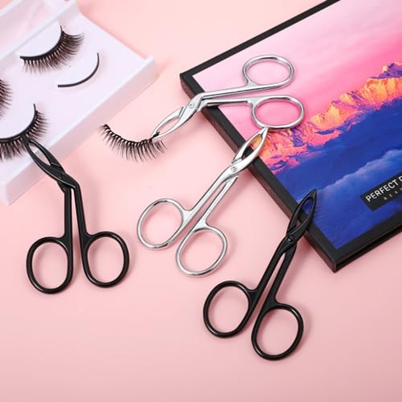 4 Pieces Eyebrow Tweezers Scissor Handle Set Flat Straight Tip Hair Plucker and Slanted Tip Shaped Eyebrow Facial Remover Stainless Steel Brow Tweezers for Women Men(Silver,Black)