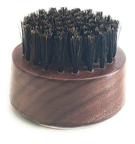 MAN & MANE Round Beard Brush - Handmade Oxhorn & Boar Bristle Grooming Tool for Men (Medium Stiffness) - Travel Size