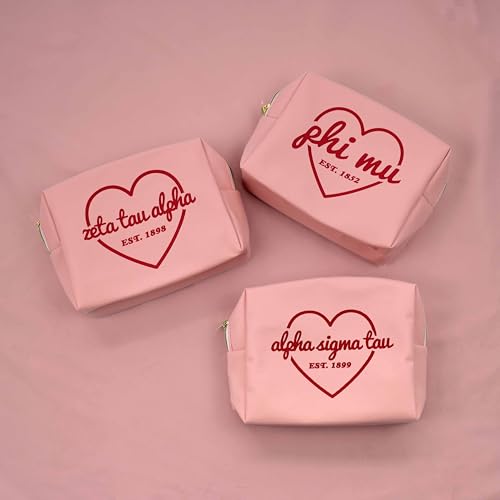 Water-Resistant Makeup Bag with Zipper Closure and Licensed Sorority Delta Zeta Design