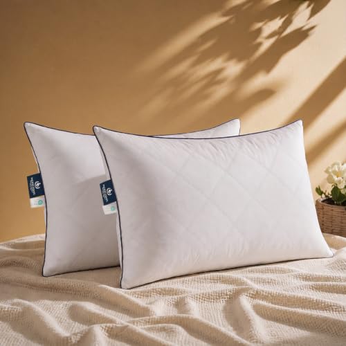 Pacific Coast Premium Goose Feather & Down Bed Pillows 2-Pack - Standard Size, Hotel Quality, Medium-Firm Support for Side & Back Sleepers
