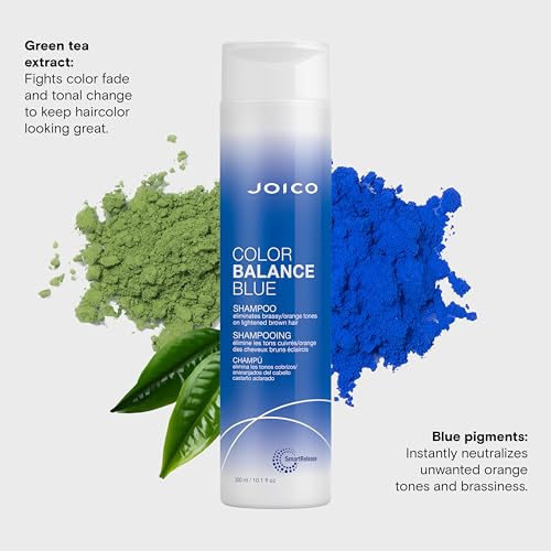 Joico Color Balance Blue Shampoo | For Lightened Brown Hair | Eliminate Brassy Orange Tones | Boost Color Vibrancy & Shine | Protect Against Harmful UV Radiation | With Rosehip Oil & Green Tea Extract