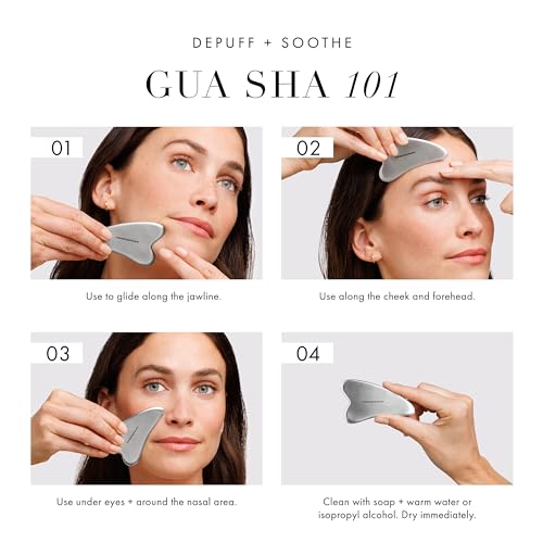 Tweezerman Stainless Steel Gua Sha Facial Massager for Lifting & Depuffing