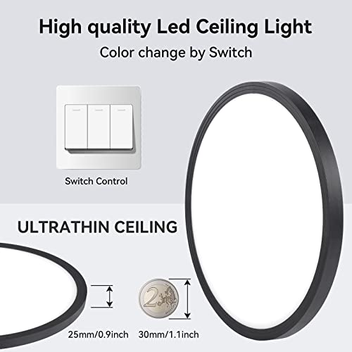 Black 8-Pack 12 Inch 3200LM Slim Flush Mount LED Ceiling Lights 6000K
