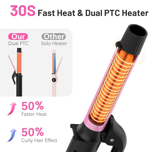 Travel 1 Inch Curling Iron - Pink, Dual Voltage with EU/UK Plug
