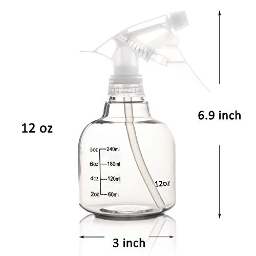 Youngever 6 Pack Empty Plastic Spray Bottles, Spray Bottles for Hair and Cleaning Solutions (12 Ounce)