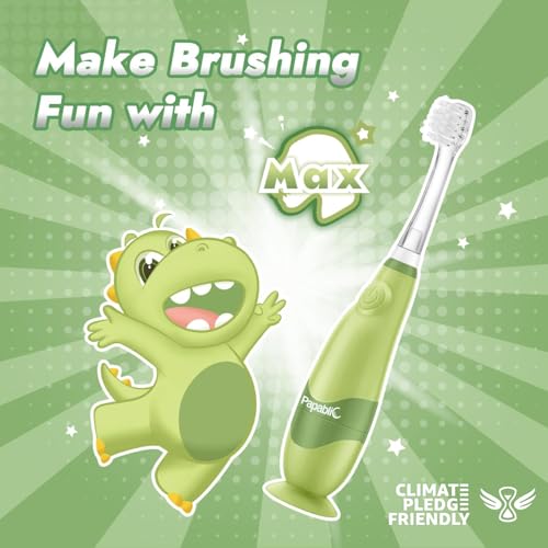 Toddler Sonic Electric Toothbrush for Ages 1-3 with 4 Brush Heads - Dino Cover & LED Timer