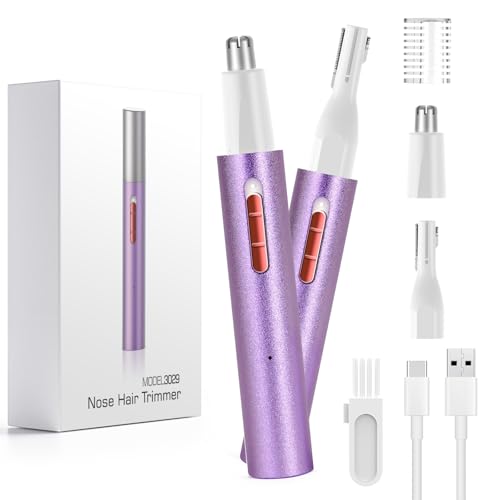 AHHFEI Rechargeable 5 in 1 Ear and Nose Hair Trimmer for Women, 2025 Professional Painless Eyebrow & Facial Hair Trimmer with Powerful Motor and Dual-Edge Blades Easy Cleansing