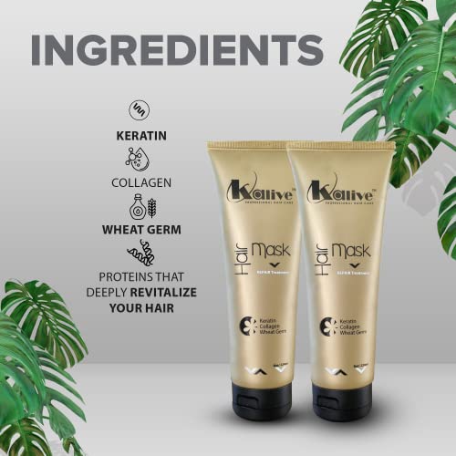 Deep Hydrating Hair Mask with Keratin Collagen & Wheat Germ - 8 oz, Pack of 2