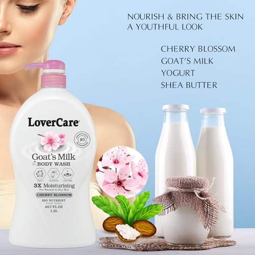 LoverCare Goat's Milk Cherry Blossom Body Wash - 40.7 Fl Oz, Single Pack
