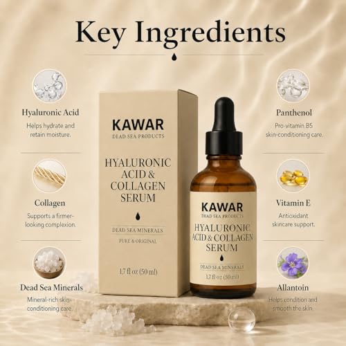 KAWAR Hyaluronic Acid Serum with Collagen & Dead Sea Minerals 1.7 fl oz