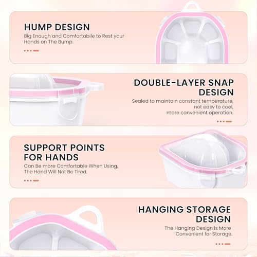 Pink & Clear Hand & Foot Nail Soaking Bowl Set - Large Size, 12pcs