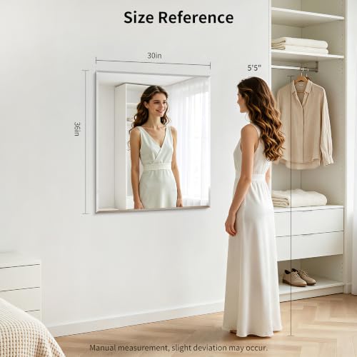 36-Inch x 30-Inch Frameless Beveled Bathroom Mirror - Rectangular Wall Mirror with Crystal Clear Reflection