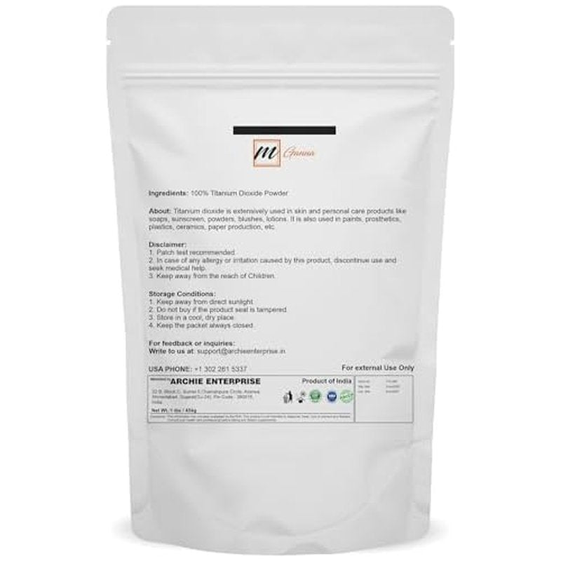 100% Natural Non-Nano & Uncoated Titanium Dioxide Powder for Skin Hair and Health Care 1 LBS / 454 GMS