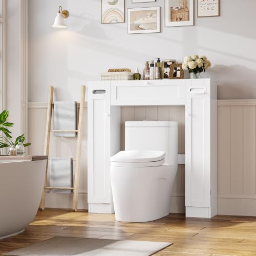 Keyluv Short Over-the-Toilet Cabinet with Doors – Low-Profile Bathroom Storage