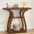Rustic Brown 3-Tier Farmhouse Console Table for Entryway - 31.5 Inch