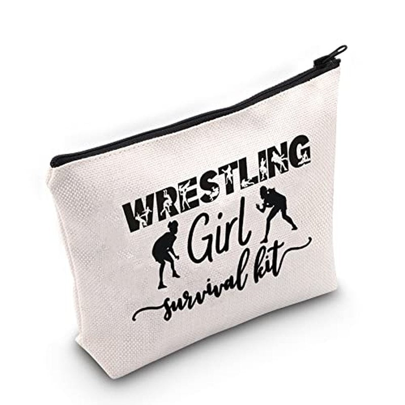 LEVLO Wrestling Girl Cosmetic Makeup Bag, Wrestler Gift Survival Kit, Zipper Pouch