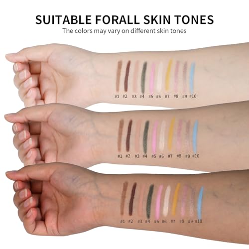 Chifure Eyeshadow Stick, Shimmer and Matte Cream Eye Shadow Brightener Sticks Eyeliner Pencil Crayon, Waterproof Long Lasting Eye Highlighter Stick Makeup,0.056 Oz(#4-Bottle Green)