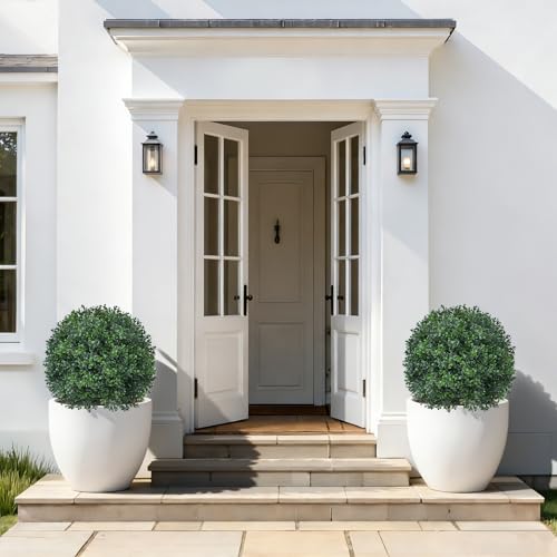 Grooy Artificial Boxwood Topiary Ball 4 Pack with Ground Spike for Outdoor Garden Decor